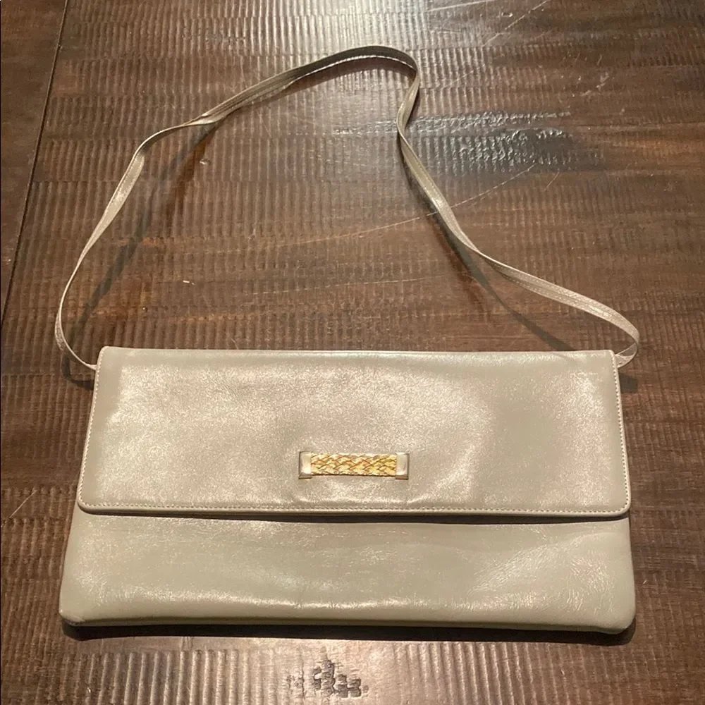 Vintage Gray Leather Clutch Erik For Holiner